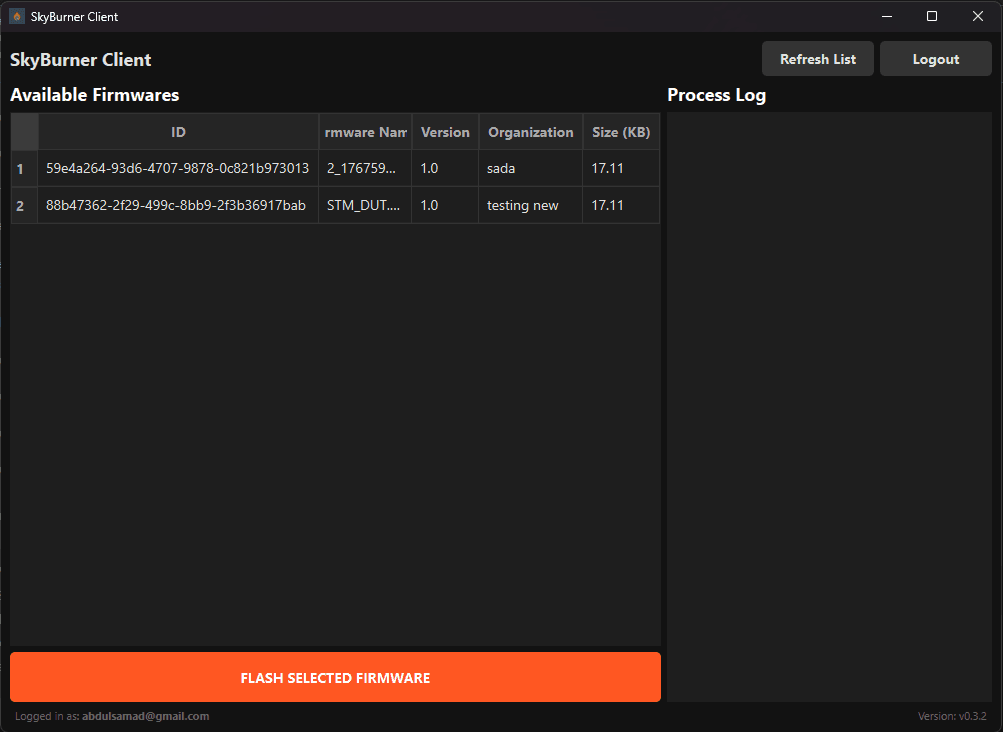 SkyBurner — Remote Firmware Flasher